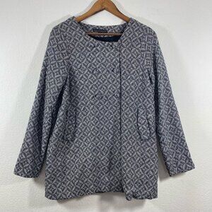 Lucca Couture Women's Double Breasted Tweed Faux Leather Elbow Patch Jacket L